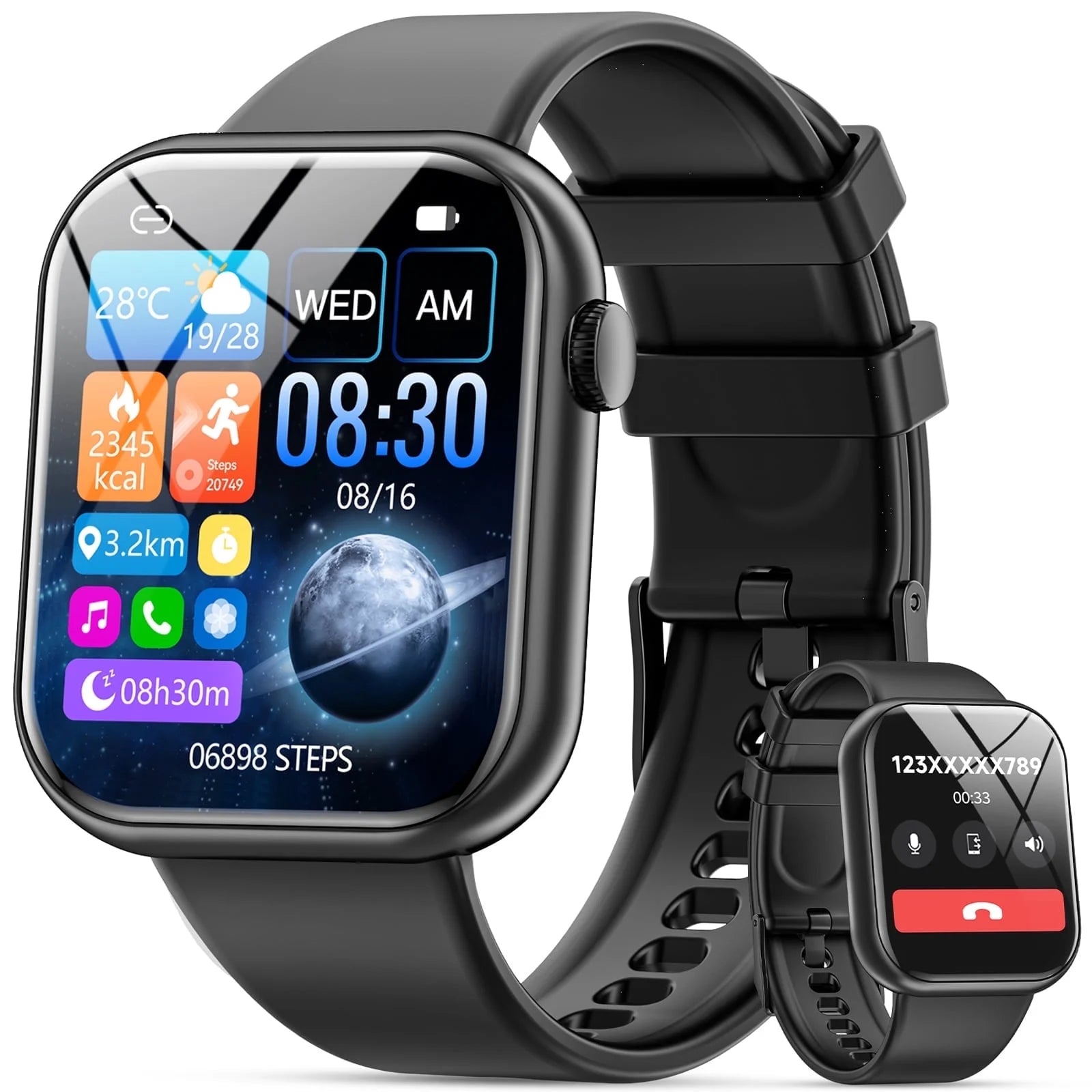 2025 New 1.85-Inch Men Women'S Smartwatch with Answer/Make Calls/100 Sports Modes/Message Reminder, IP68 Waterproof Fitness Tracker Fits for Android Iphone Devices（Pink）