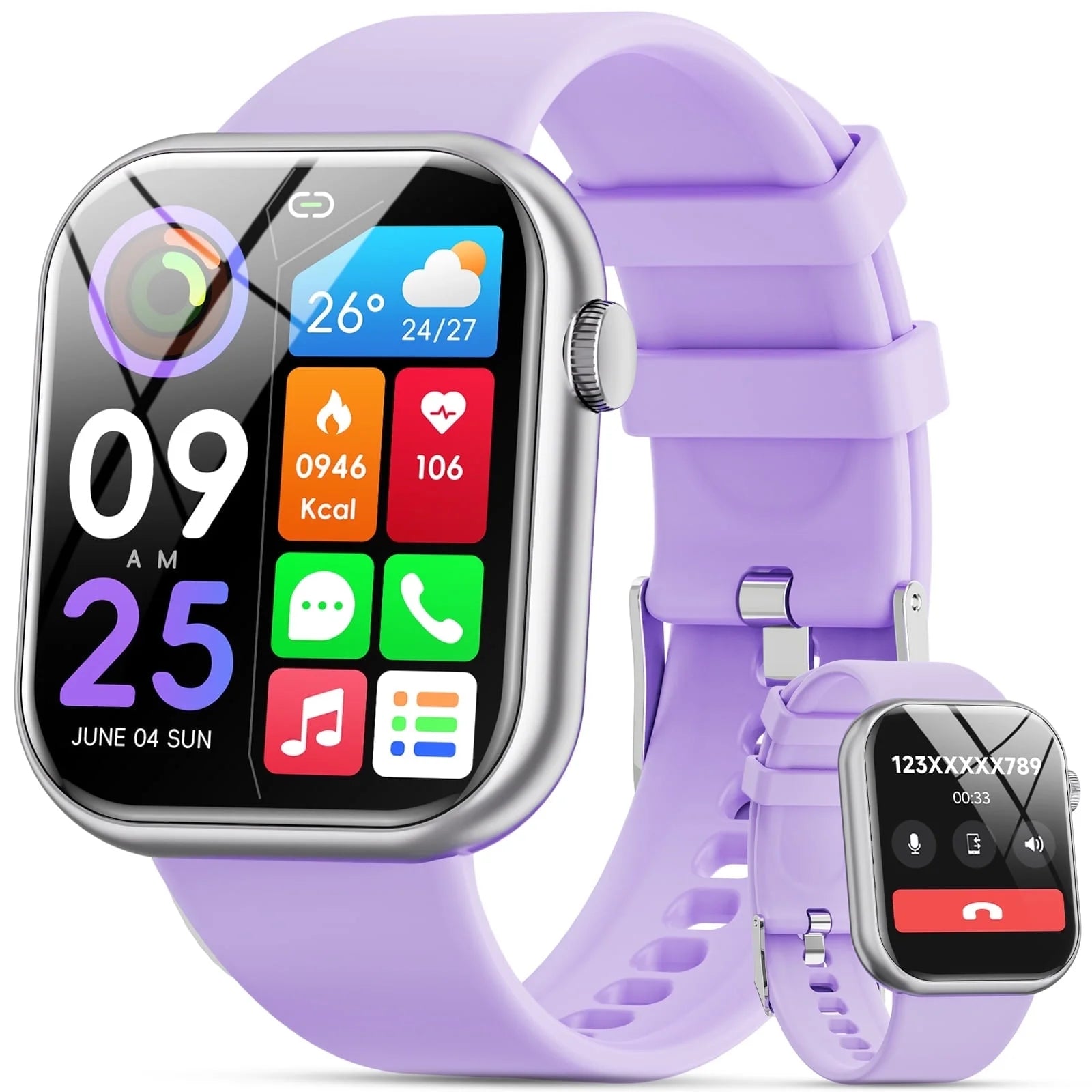 2025 New 1.85-Inch Men Women'S Smartwatch with Answer/Make Calls/100 Sports Modes/Message Reminder, IP68 Waterproof Fitness Tracker Fits for Android Iphone Devices（Pink）